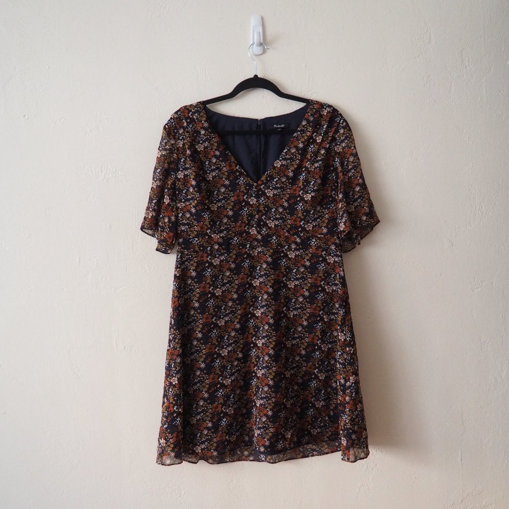 Madewell Orchard Flutter-Sleeve Dress in Floral Prairie Blossoms sz 14